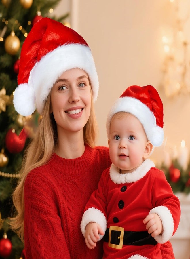 يوليو قبعة عيد الميلاد من يولييو، قبعات سانتا للكبار والصغار، قبعة سانتا للأطفال مع مخمل سميك لحفلات رأس السنة وعيد الميلاد والتنكر. - Image 4